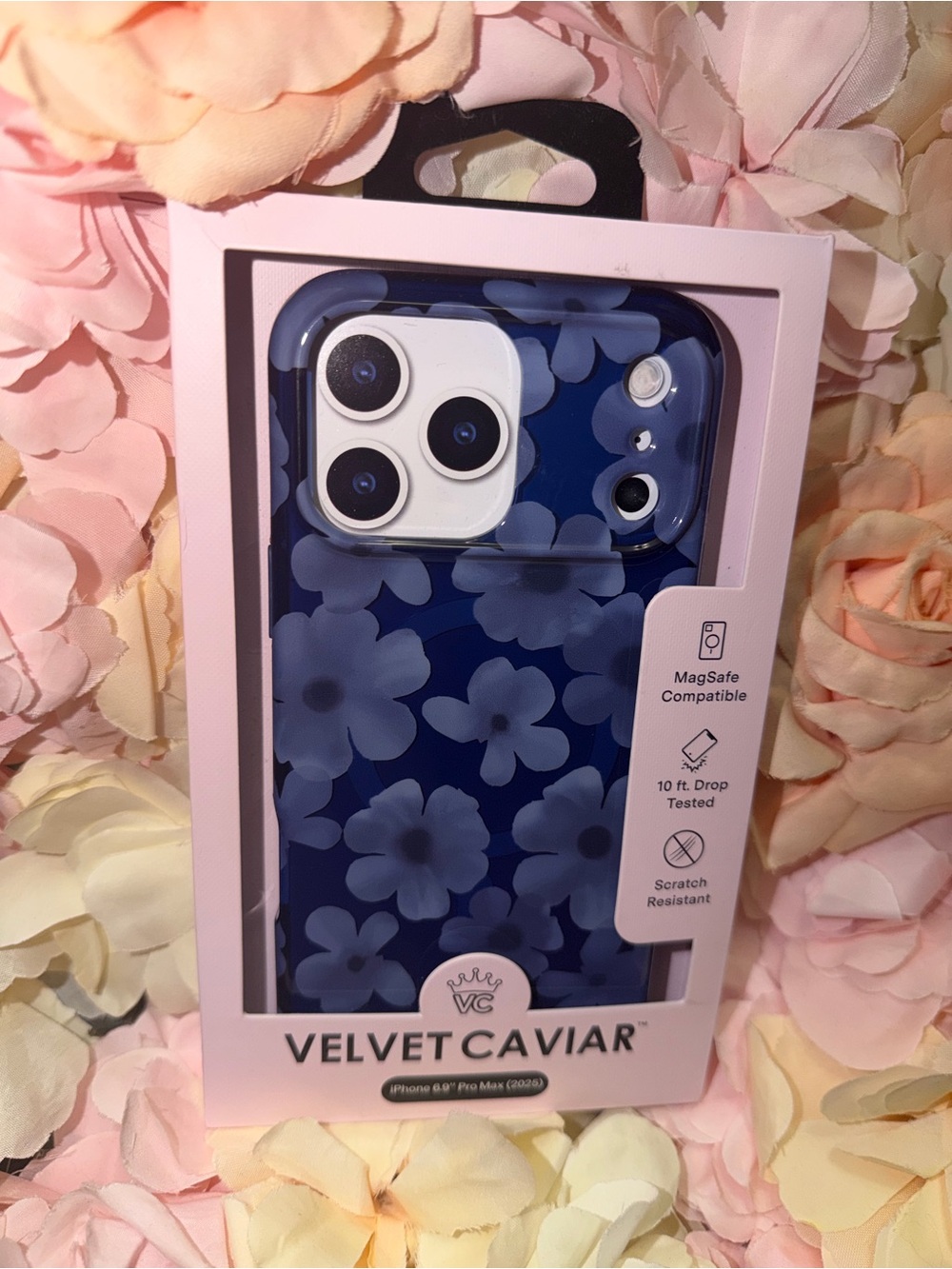 Velvet Caviar Navy Blue Floral MagSafe Phone Case 17 pro Max